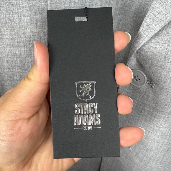 Stacy Adams Light Gray Single Two-Button Closure Suit Jacket Size 42R/36W - Picture 11 of 13